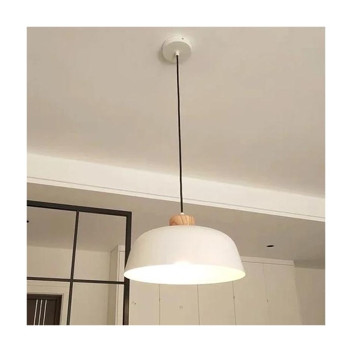 Scandinavian Metal Wood Pendant Light with Bowl Shape for Kitchen