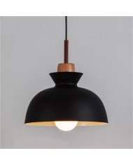 Scandinavian Metal Wood Pendant Light with Bowl Shape for Kitchen