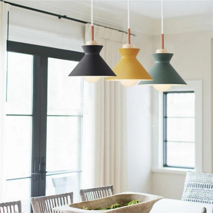 Scandinavian MULTI Metal Wood Macaroon Pendant Light for Kitchen