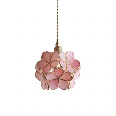 Romantic Hand Blown Glass Flower Petal Pendant Light for Kid Bedroom