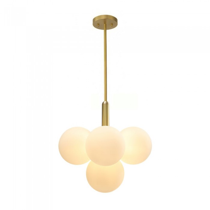 Modern Opal Glass  Grape Chandelier in Brass Finish for Living Room