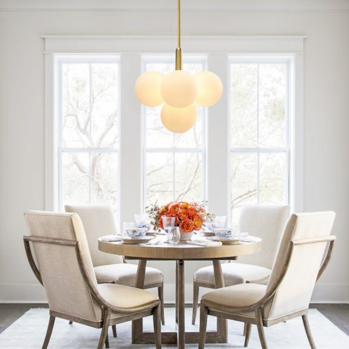 Modern Opal Glass  Grape Chandelier in Brass Finish for Living Room