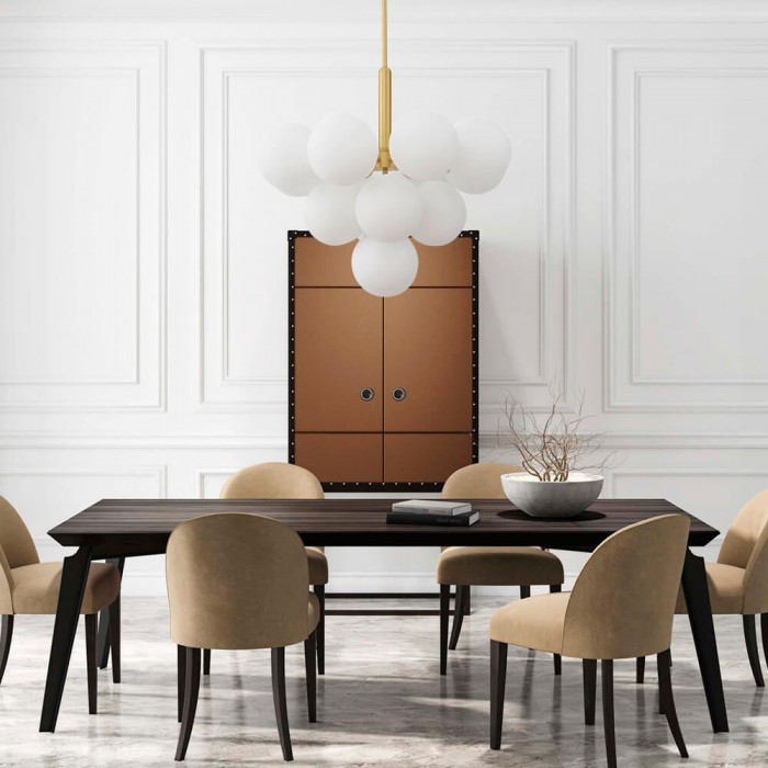 Modern Opal Glass  Grape Chandelier in Brass Finish for Living Room