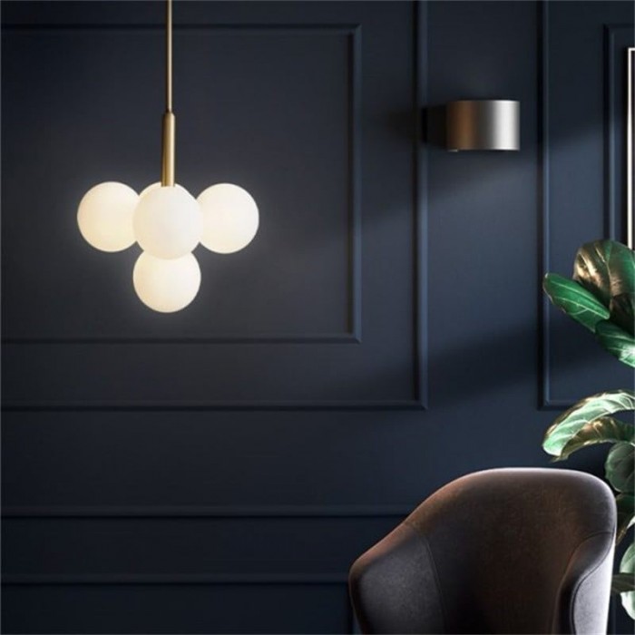 Modern Opal Glass  Grape Chandelier in Brass Finish for Living Room