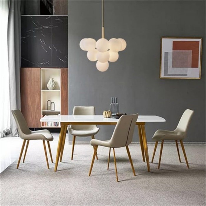 Modern Opal Glass  Grape Chandelier in Brass Finish for Living Room