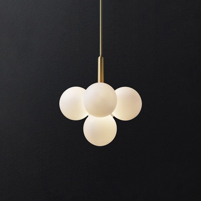 Modern Opal Glass  Grape Chandelier in Brass Finish for Living Room