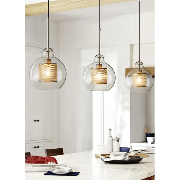 Industrial Chiswick Glass Pendant Light Fixtures for Dining Room
