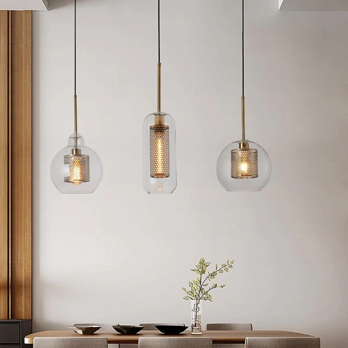 Industrial Chiswick Glass Pendant Light Fixtures for Dining Room