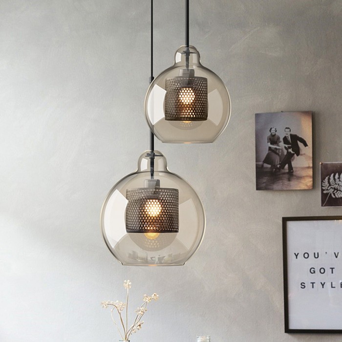 Industrial Chiswick Glass Pendant Light Fixtures for Dining Room