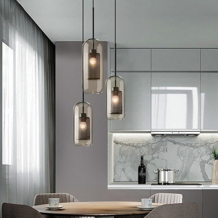 Industrial Chiswick Glass Pendant Light Fixtures for Dining Room