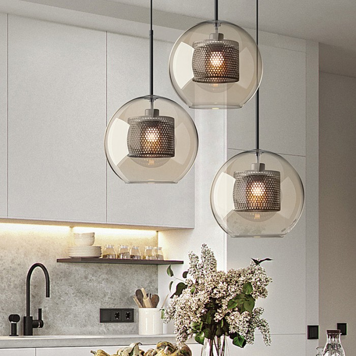 Industrial Chiswick Glass Pendant Light Fixtures for Dining Room