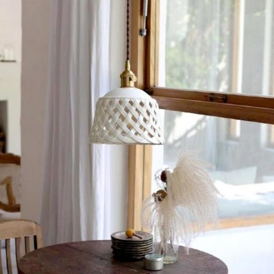 Modern Style White Ceramic Pendant Lamp Suitable For Living Room