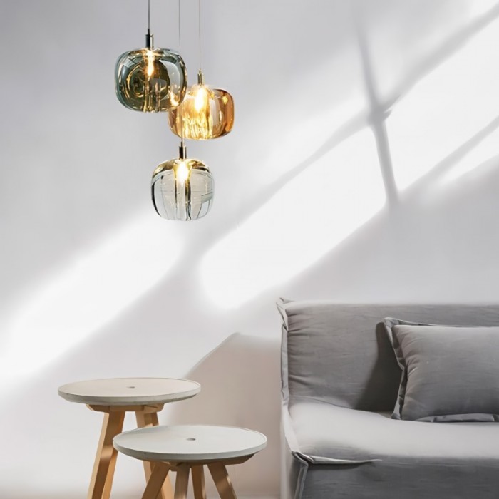 Cubie Chandelier Smoked Glass Globe Pendant Light for Kitchen Island