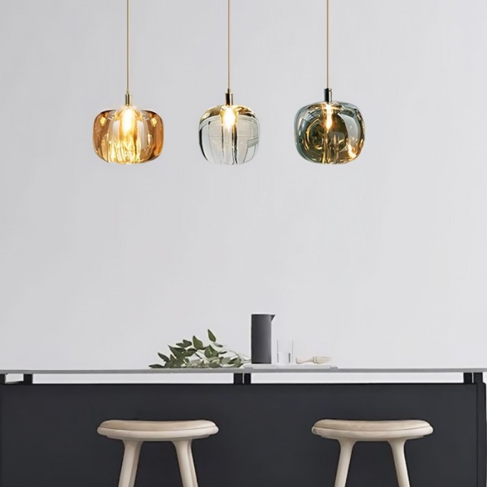 Cubie Chandelier Smoked Glass Globe Pendant Light for Kitchen Island