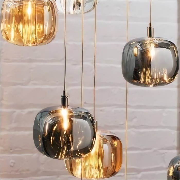 Cubie Chandelier Smoked Glass Globe Pendant Light for Kitchen Island