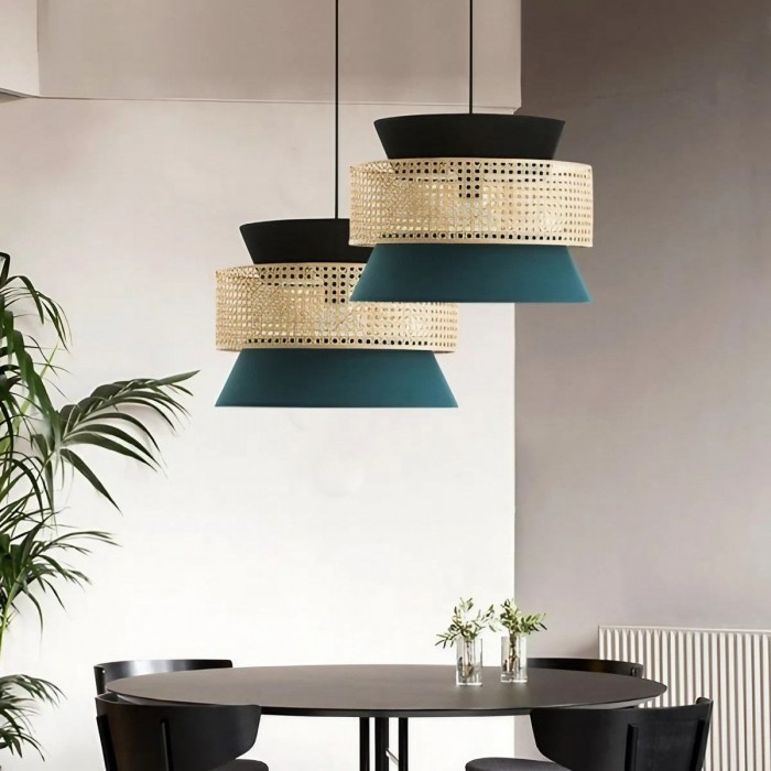 Rustic Ribbed Rattan Pendant Lamp
