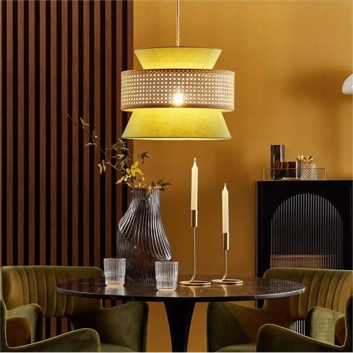 Rustic Ribbed Rattan Pendant Lamp