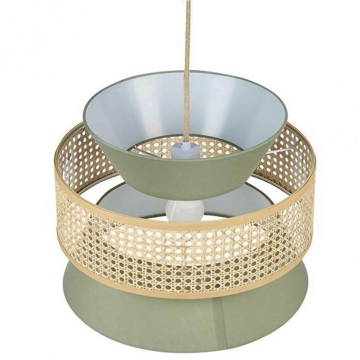 Rustic Ribbed Rattan Pendant Lamp