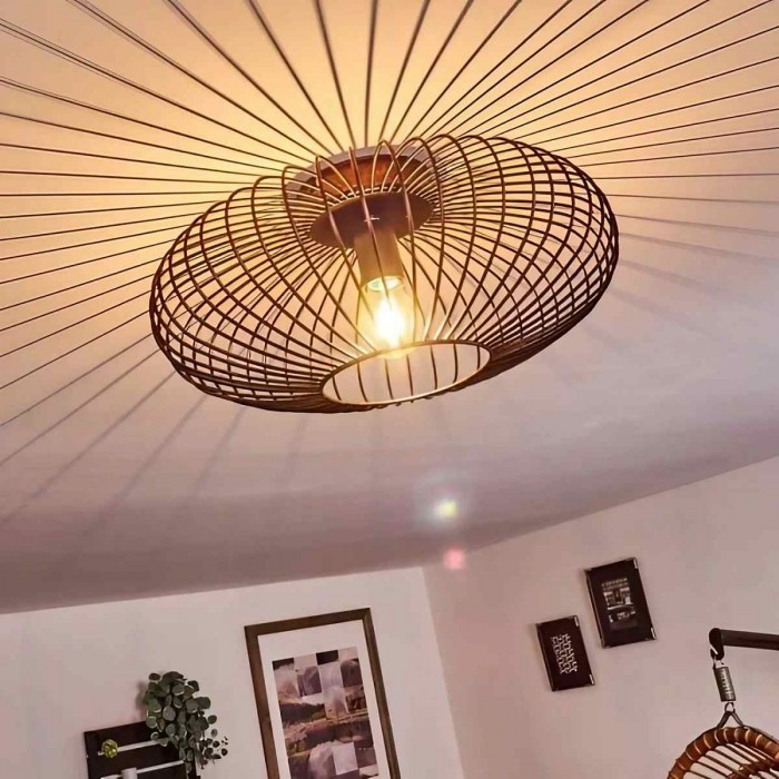 Винтажная полосатая металлическая потолочная лампа Wemude