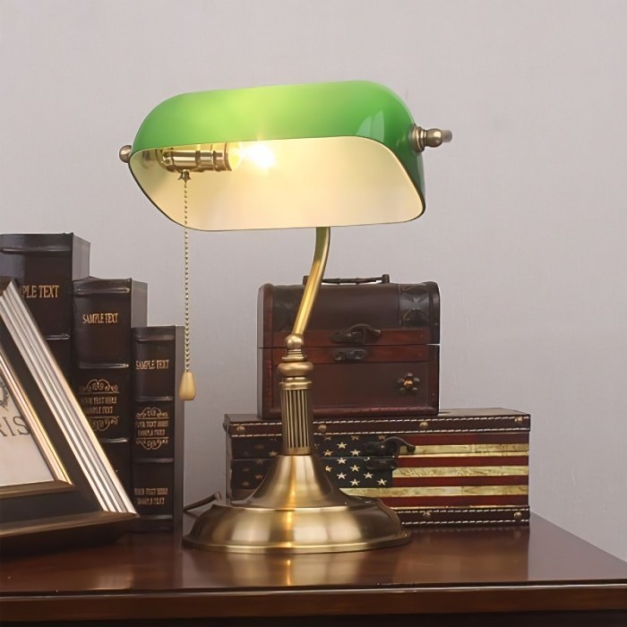 Vintage Green Bankers Table Lamp