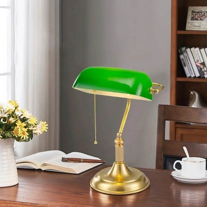 Vintage Green Bankers Table Lamp