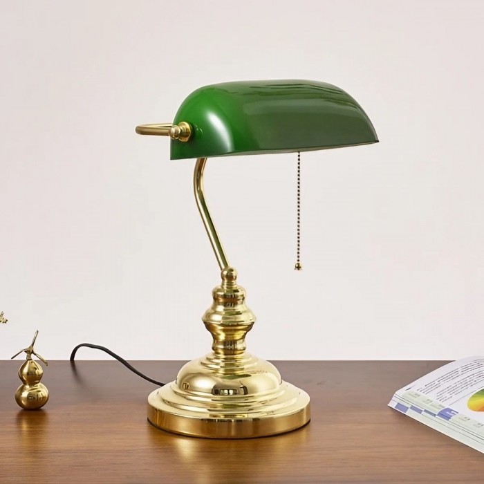 Vintage Green Bankers Table Lamp