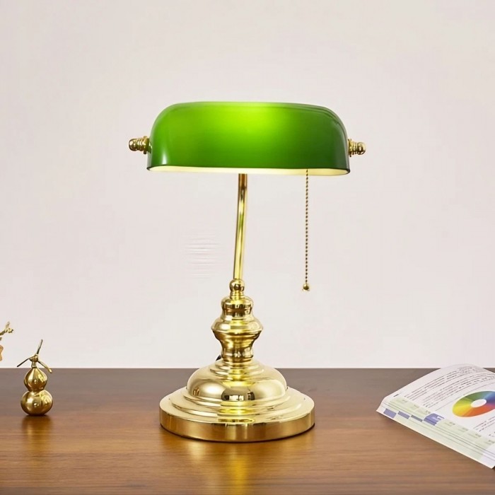 Vintage Green Bankers Table Lamp